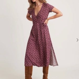 Marine Layer, Emlyn Midi Wrap dress, fan block print, size XS